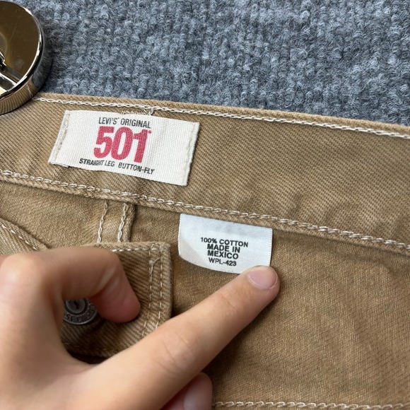 Levi's 501 Original Fit Straight Jeans Men's Tan Camel Denim Button Fly - 36X33 - Picture 9 of 12